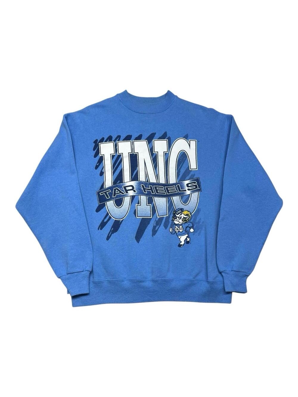 Vintage 90s Hanes North Carolina Tar Heels Scribble Art Light Blue Sweatshirt L